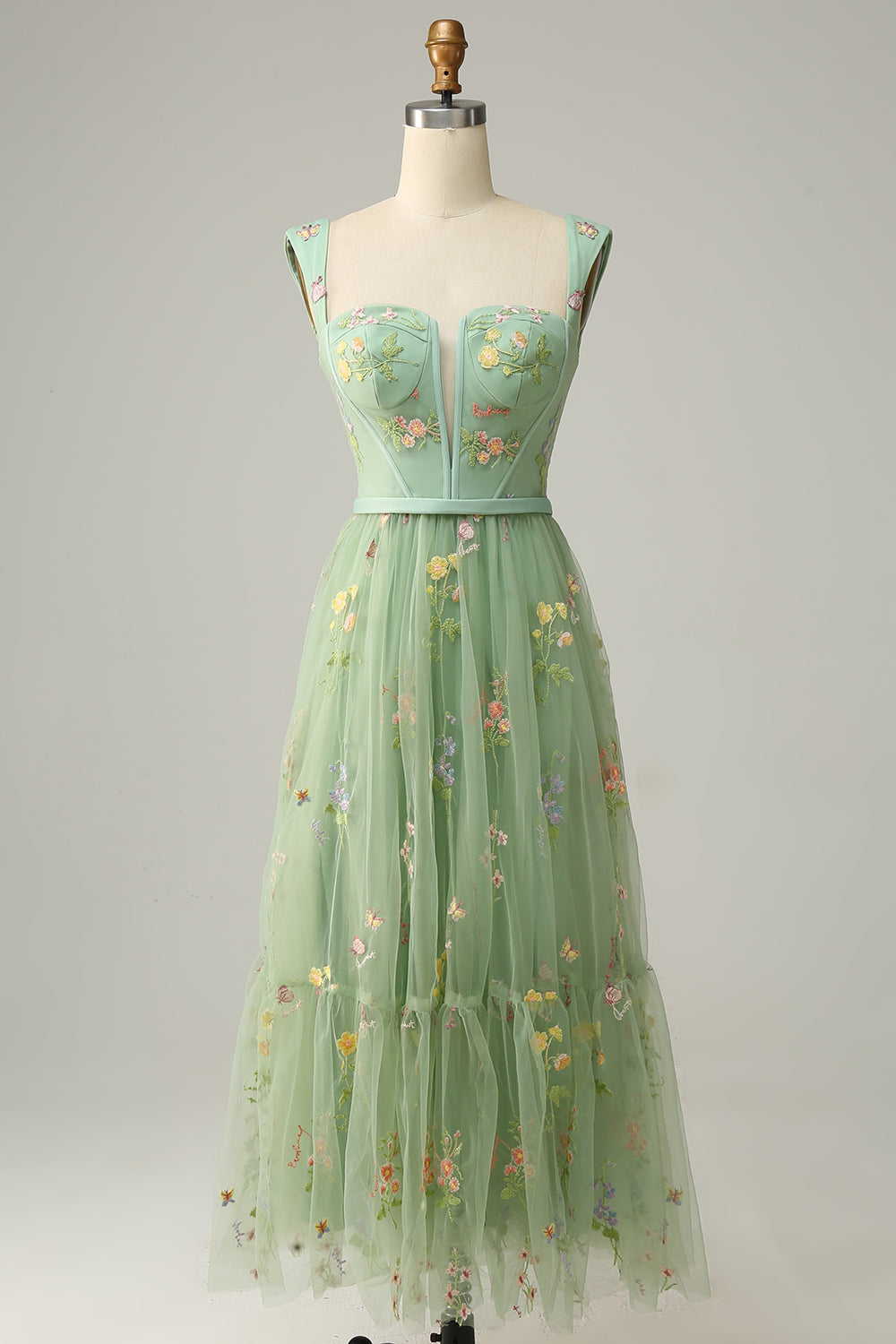 Stylish Long A-Line Ball Gown with Embroidery - Anna-Green-S-State of Style