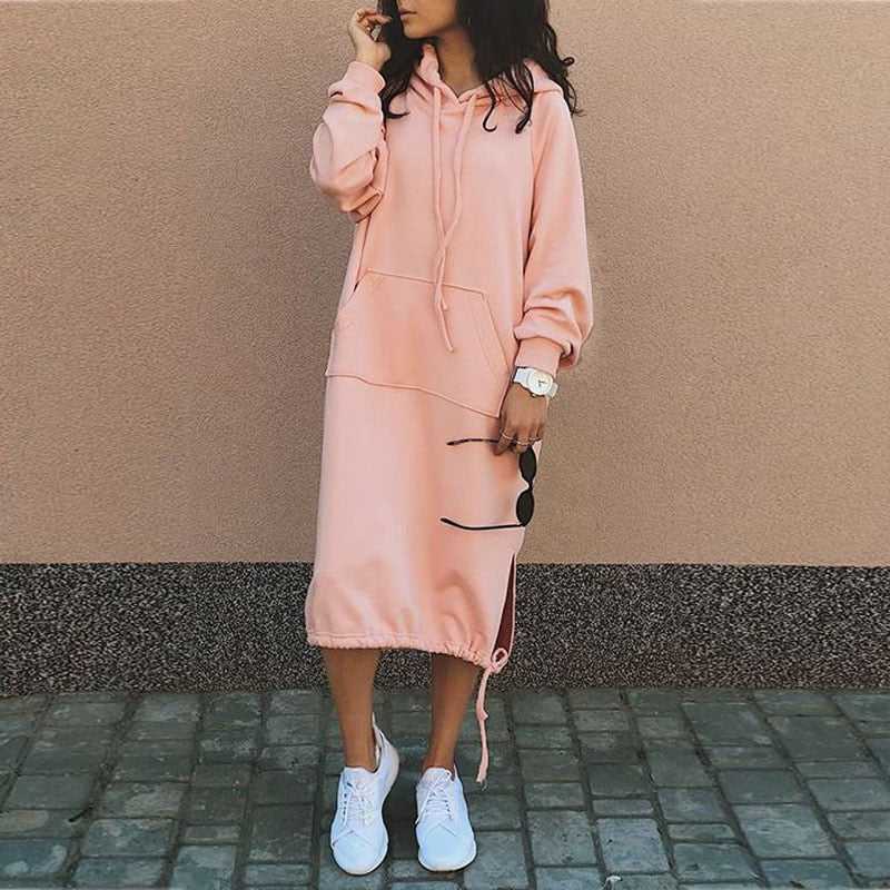 Stylish Long Hoodie Dress - Elina-Black-S-State of Style