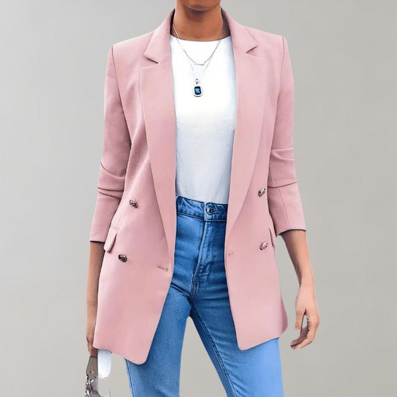 Stylish Long Ladies Jacket - Clara-Pink-S-State of Style