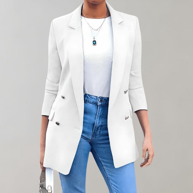 Stylish Long Ladies Jacket - Clara-White-S-State of Style