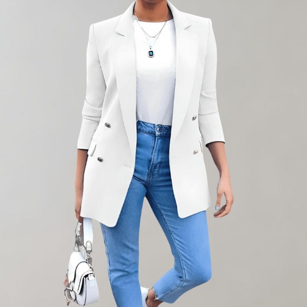 Stylish Long Ladies Jacket - Clara-White-S-State of Style
