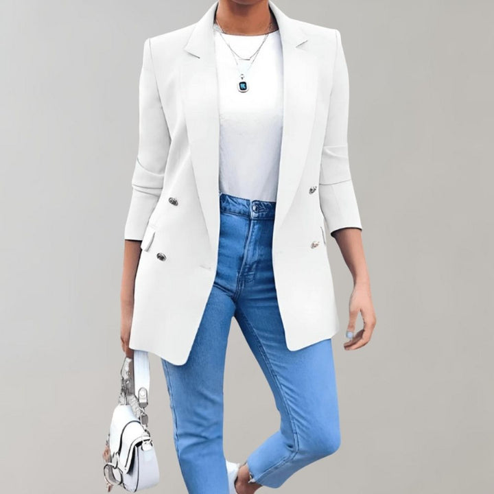 Stylish Long Ladies Jacket - Clara-White-S-State of Style
