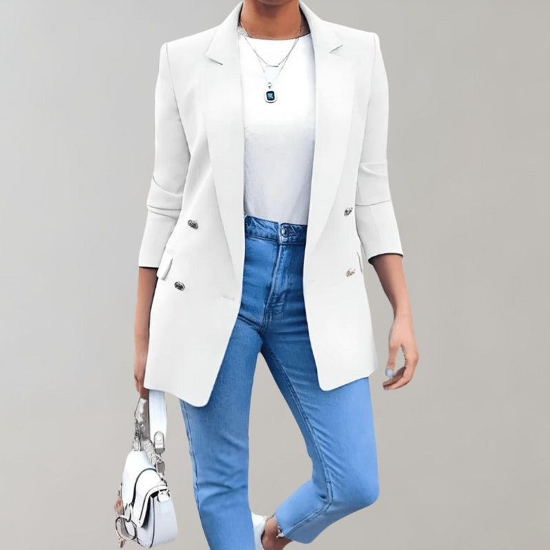 Stylish Long Ladies Jacket - Clara-White-S-State of Style