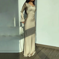 Stylish Long Sleeve Dress - Elisa-Apricot-XS-State of Style
