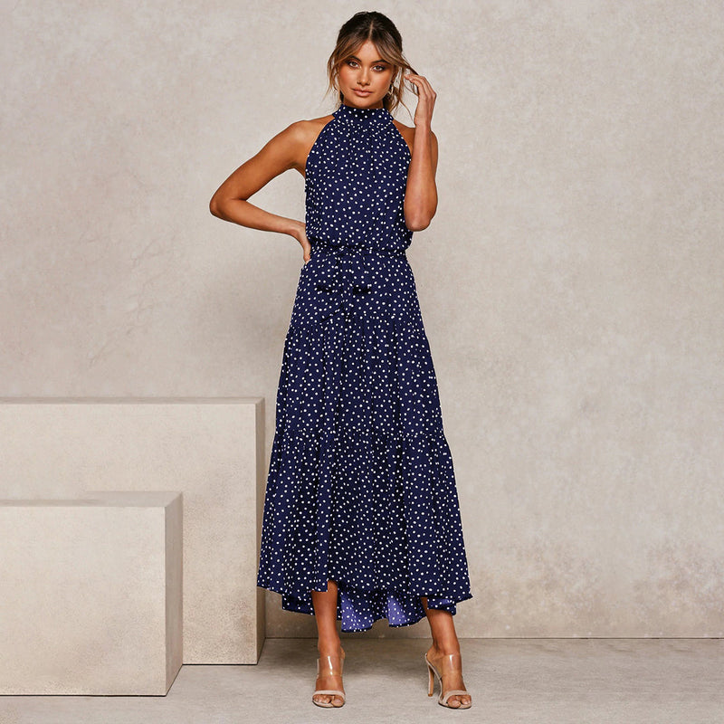 Stylish Long Summer Dress - Lucienne-Dark blue-S-State of Style