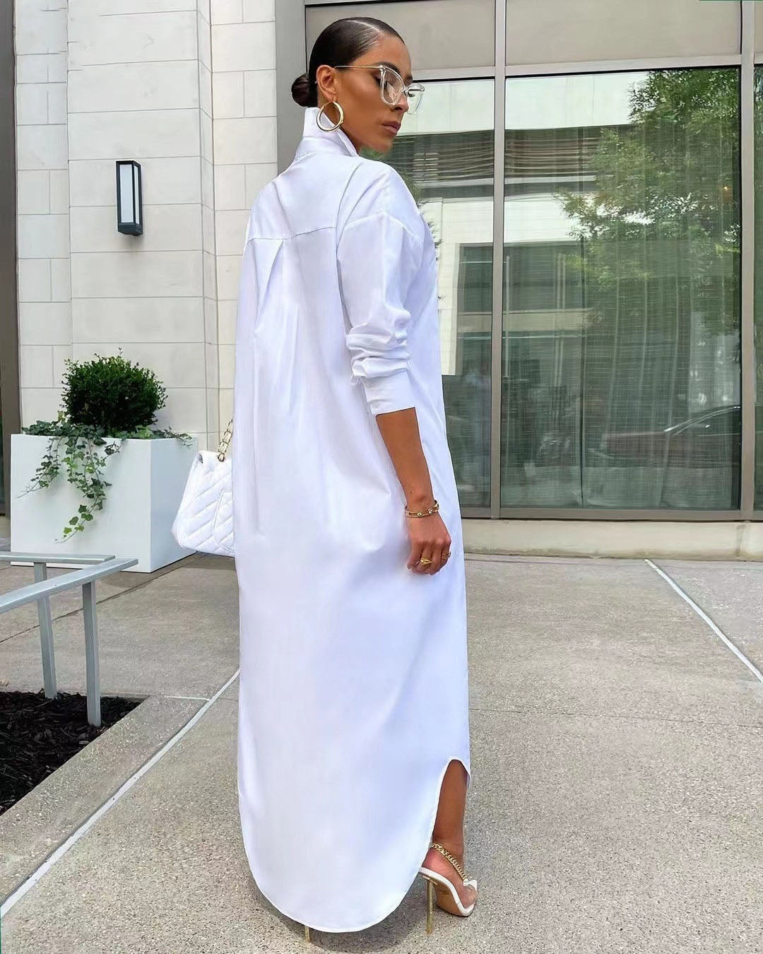 Stylish Long T-Shirt Dress-Khaki-S-State of Style