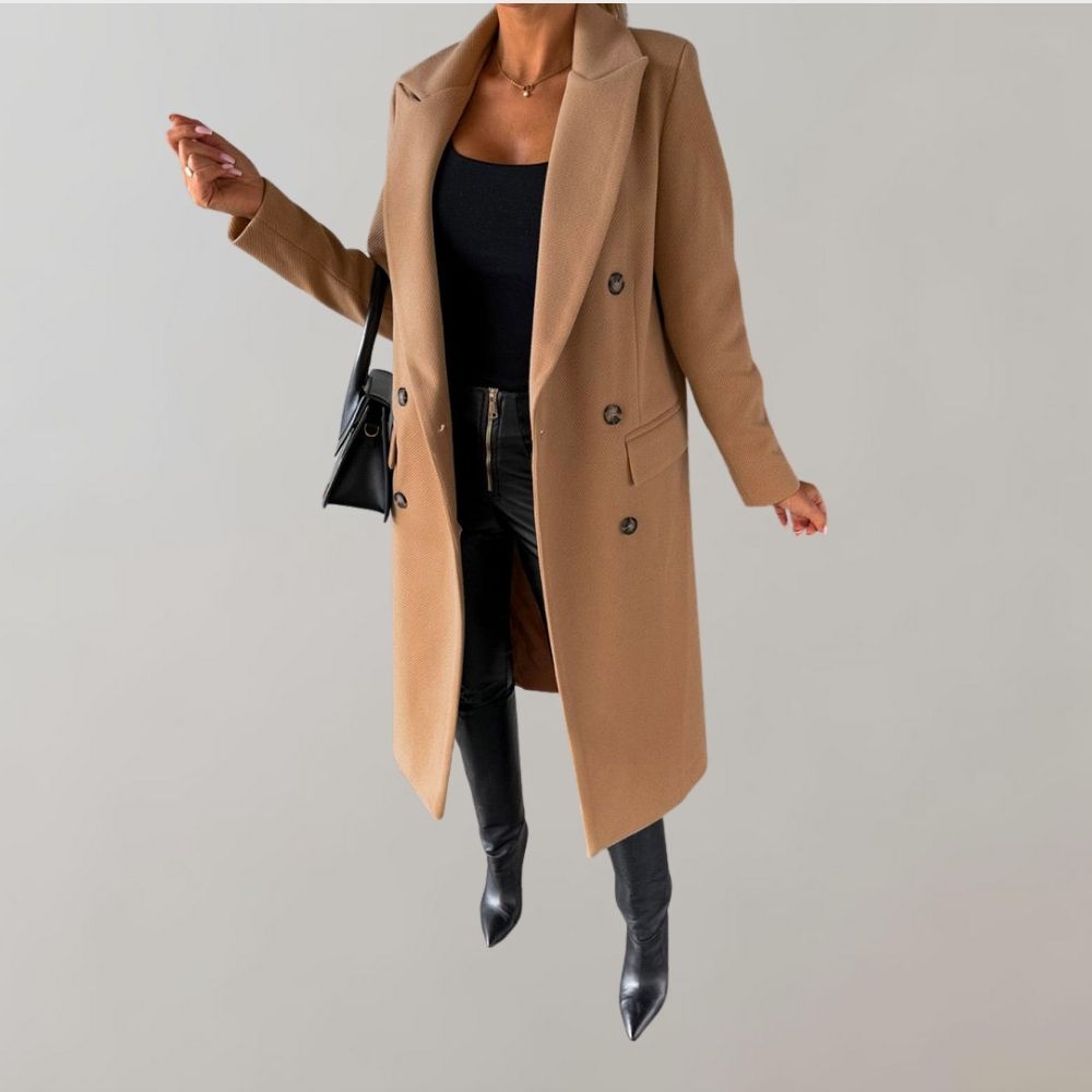 Stylish Long Winter Coat for Women - Elara-Brown-S-State of Style