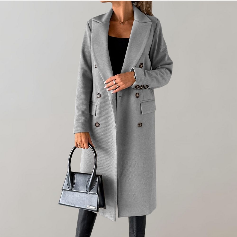 Stylish Long Winter Coat for Women - Elara-Grey-S-State of Style