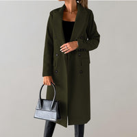 Stylish Long Winter Coat for Women - Elara-Olive green-S-State of Style