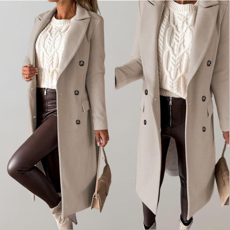 Stylish Long Winter Coat for Women - Elara-Pink-S-State of Style