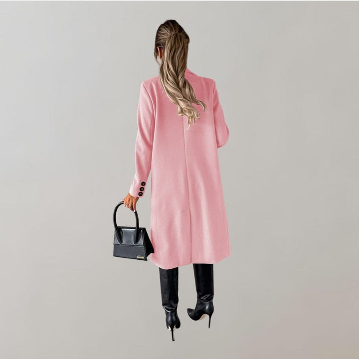 Stylish Long Winter Coat for Women - Elara-Pink-S-State of Style