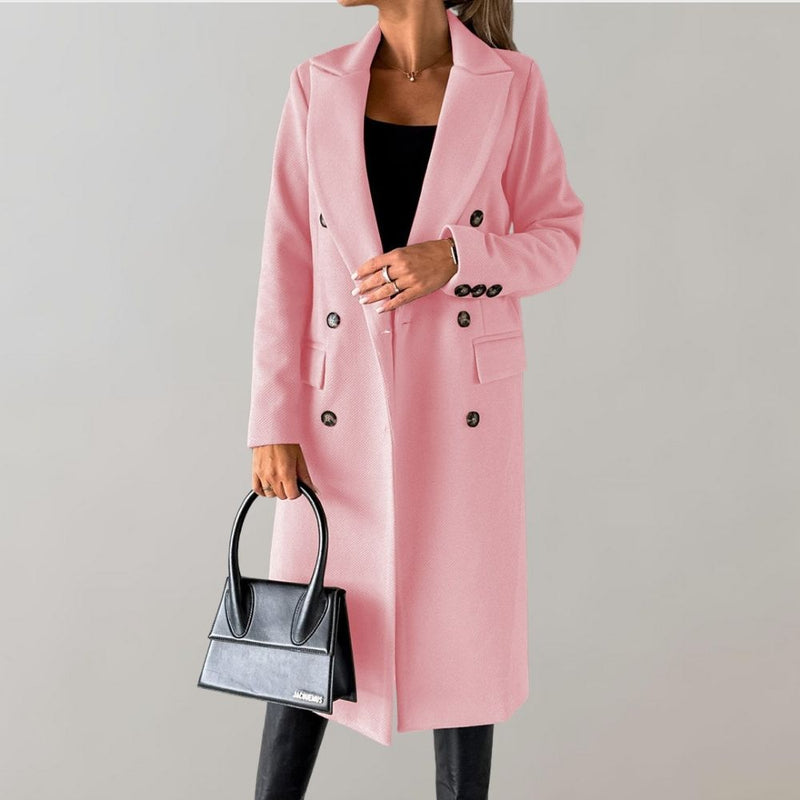 Stylish Long Winter Coat for Women - Elara-Pink-S-State of Style