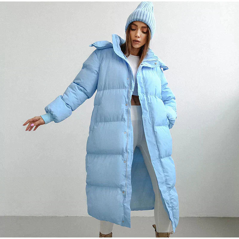Stylish Long Women's Down Jacket - Elise-Light Blue-XS-State of Style