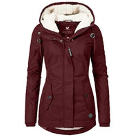 Stylish Long Women's Winter Coat - Lina-Bordeaux red-S-State of Style