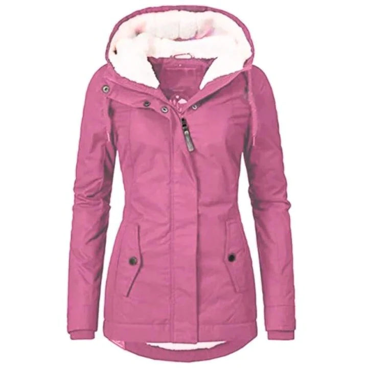 Stylish Long Women's Winter Coat - Lina-Pink-S-State of Style