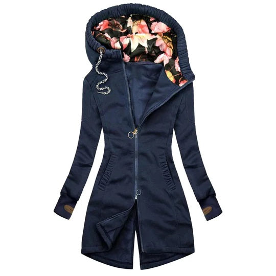 Stylish Long Women's Winter Coat - Mara-Dark Blue-S-State of Style