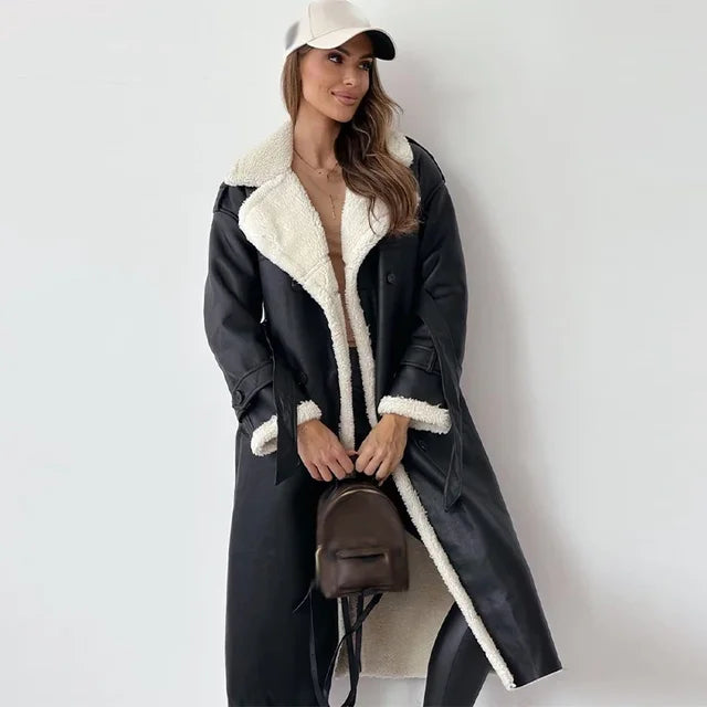 Stylish Long Women's Winter Coat - Seraphina-Black-S-State of Style