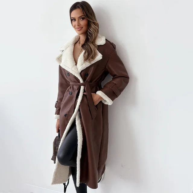 Stylish Long Women's Winter Coat - Seraphina-Brown-S-State of Style