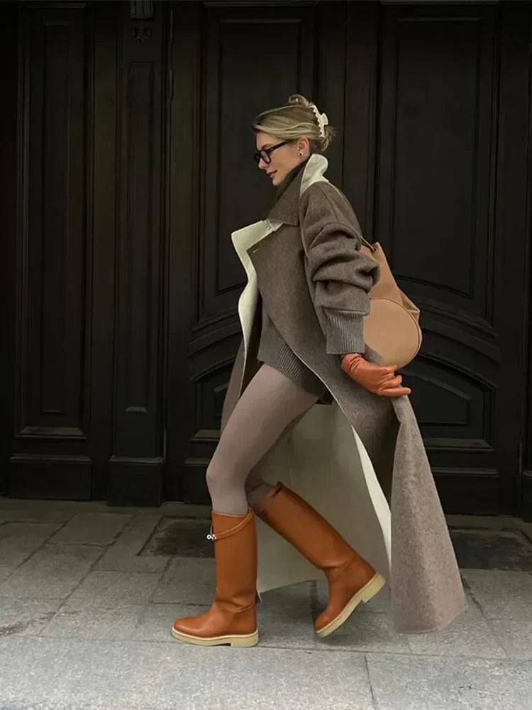Stylish Long Wool Women’s Coat - Ella-S-State of Style