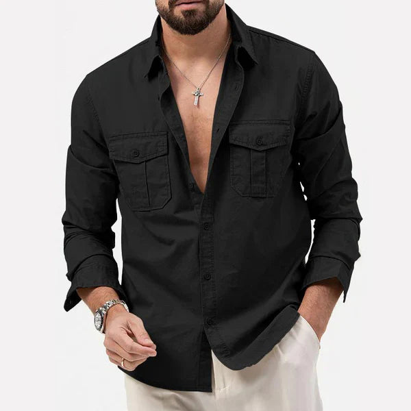 Stylish Men's Cargo Shirt - Tobias-Black-S-State of Style