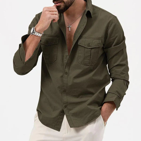 Stylish Men's Cargo Shirt - Tobias-Khaki-S-State of Style