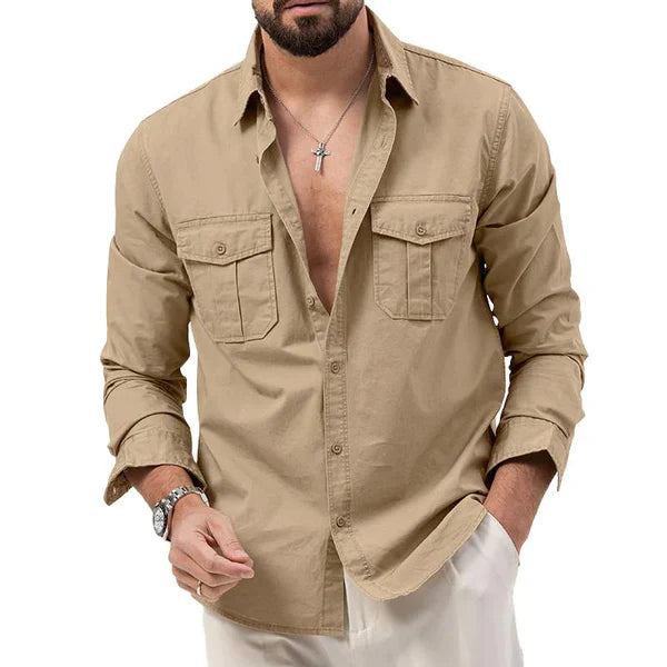Stylish Men's Cargo Shirt - Tobias-Khaki-S-State of Style