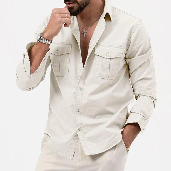 Stylish Men's Cargo Shirt - Tobias-Khaki-S-State of Style