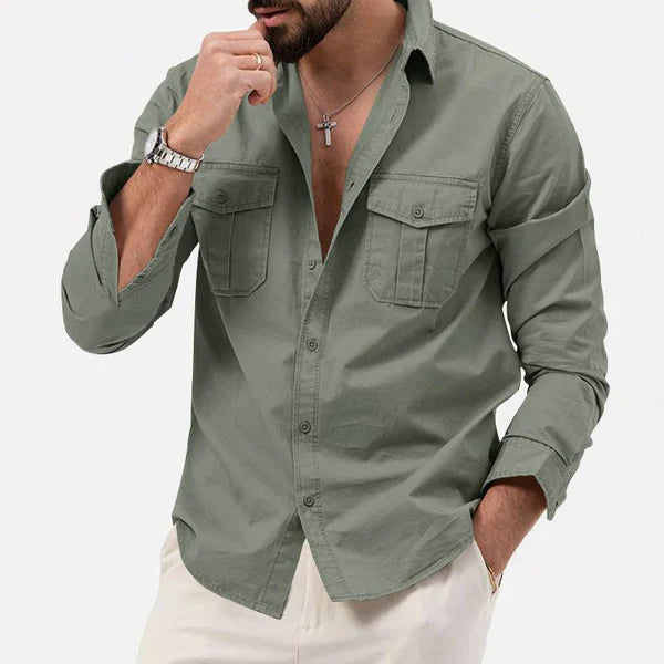 Stylish Men's Cargo Shirt - Tobias-Khaki-S-State of Style