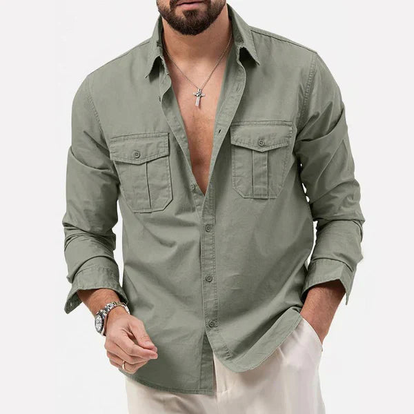 Stylish Men's Cargo Shirt - Tobias-Olive green-S-State of Style