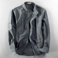Stylish men's casual shirt with button placket – Benno-Dark grey-S-State of Style