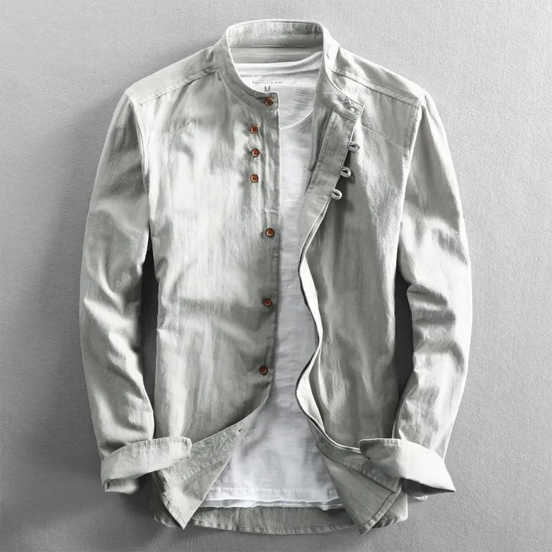 Stylish men's casual shirt with button placket – Benno-Light grey-S-State of Style