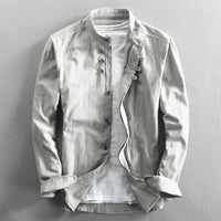 Stylish men's casual shirt with button placket – Benno-Light grey-S-State of Style