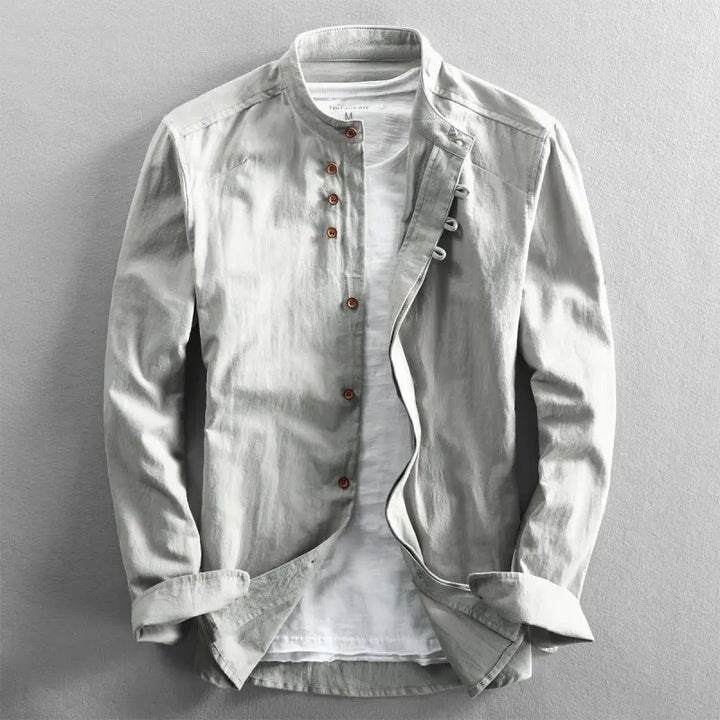 Stylish men's casual shirt with button placket – Benno-Light grey-S-State of Style