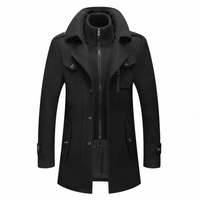 Stylish Men's Coat with Double Collar - Milan-Black-S-State of Style