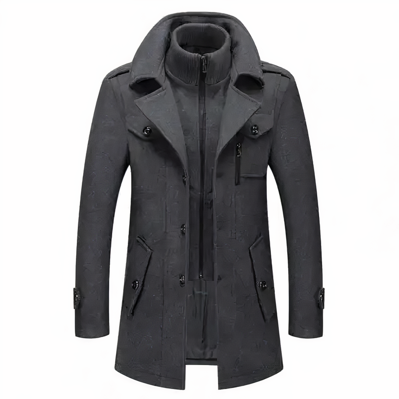 Stylish Men's Coat with Double Collar - Milan-Grey-S-State of Style