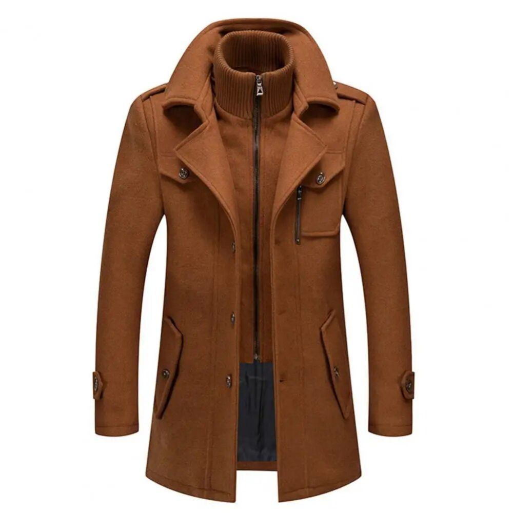 Stylish Men's Coat with Double Collar - Milan-Khaki-S-State of Style