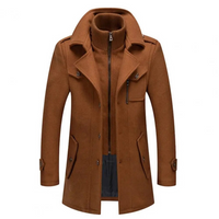 Stylish Men's Coat with Double Collar - Milan-Khaki-S-State of Style