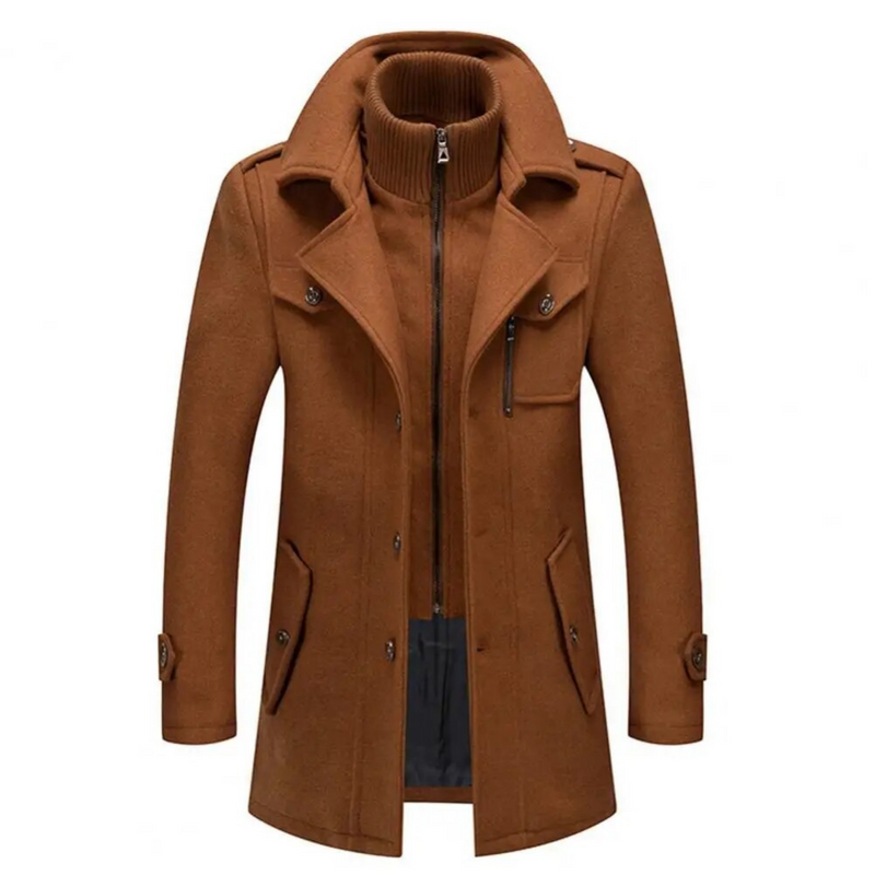 Stylish Men's Coat with Double Collar - Milan-Khaki-S-State of Style