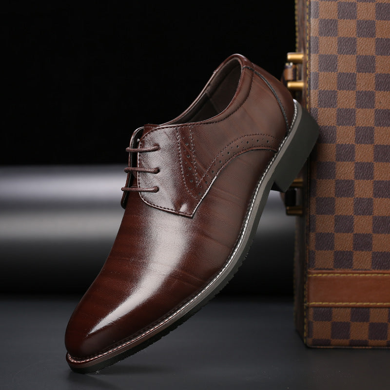 Stylish Men's Lace-up Shoes with Brogue Details - Lennard-Brown-5.5-State of Style