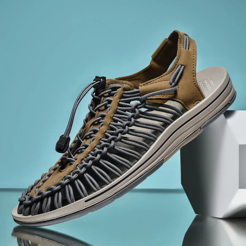 Stylish Men's Mesh Sandals - Renzo-Khaki-7-State of Style