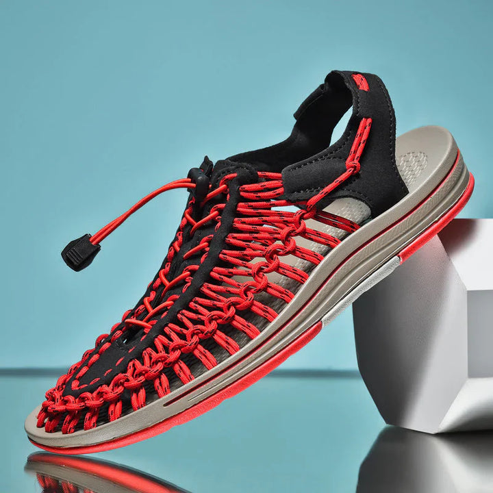 Stylish Men's Mesh Sandals - Renzo-Red/Black-7-State of Style