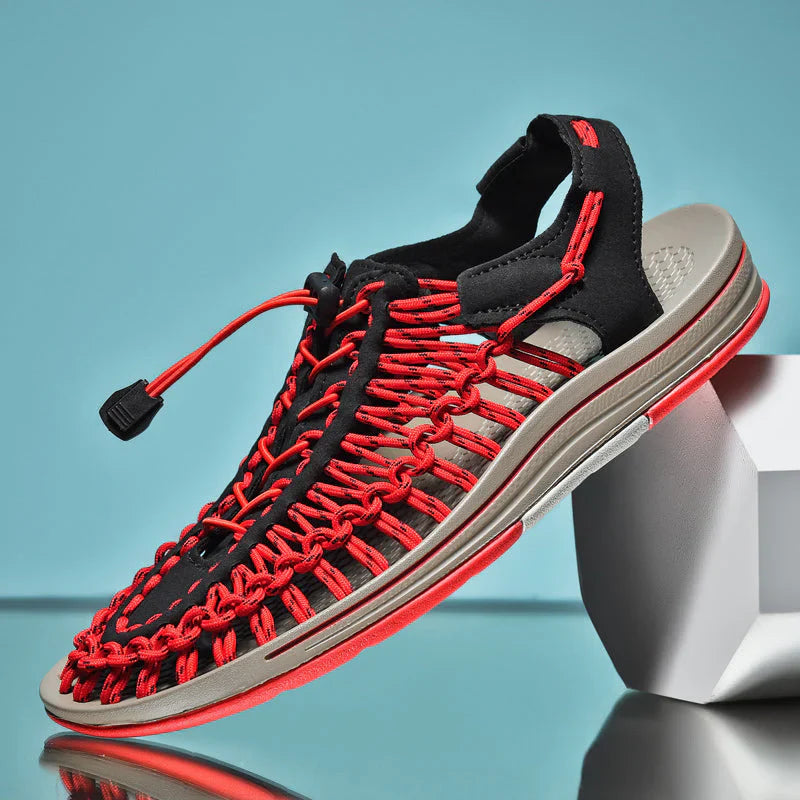 Stylish Men's Mesh Sandals - Renzo-Red/Black-7-State of Style