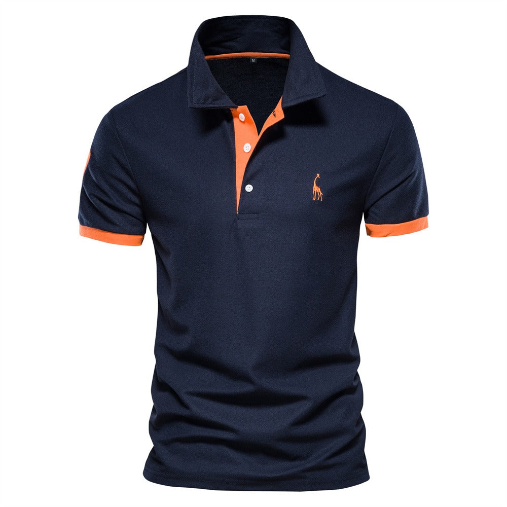Stylish Men's Polo - Franklin-Dark Blue - Orange-S-State of Style