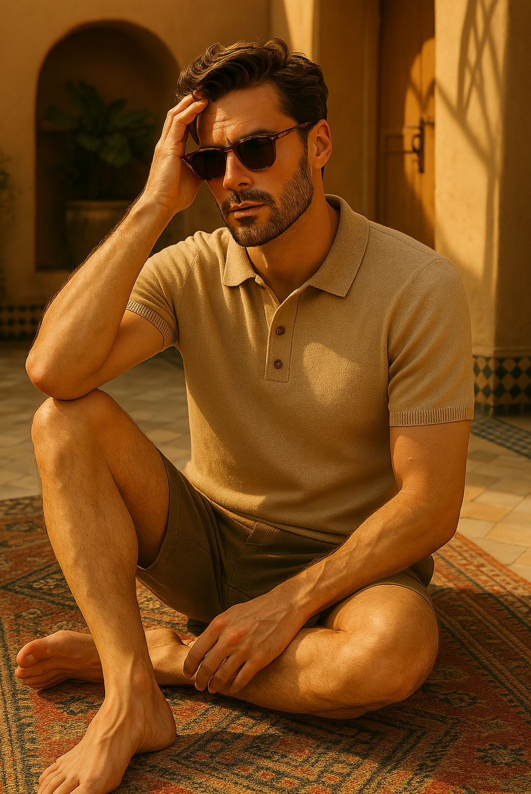 Stylish men's polo made from cashmere-merino wool – Caelan-S-State of Style