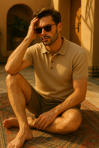 Stylish men's polo made from cashmere-merino wool – Caelan-S-State of Style