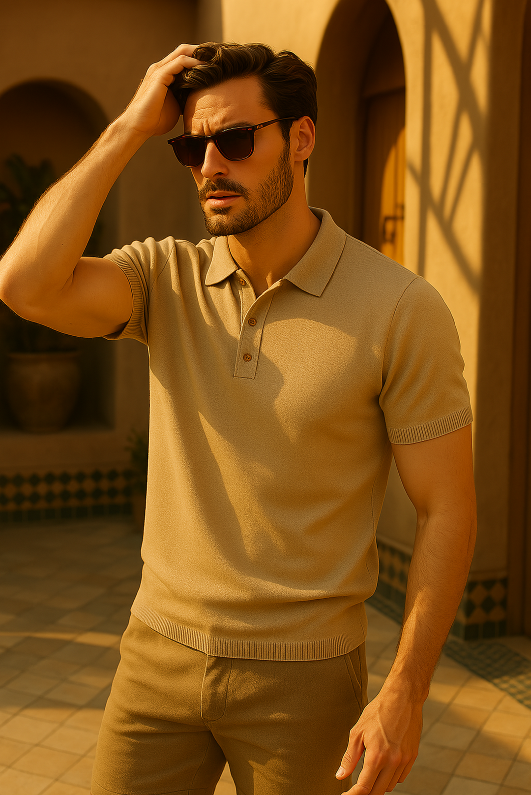 Stylish men's polo made from cashmere-merino wool – Caelan-S-State of Style