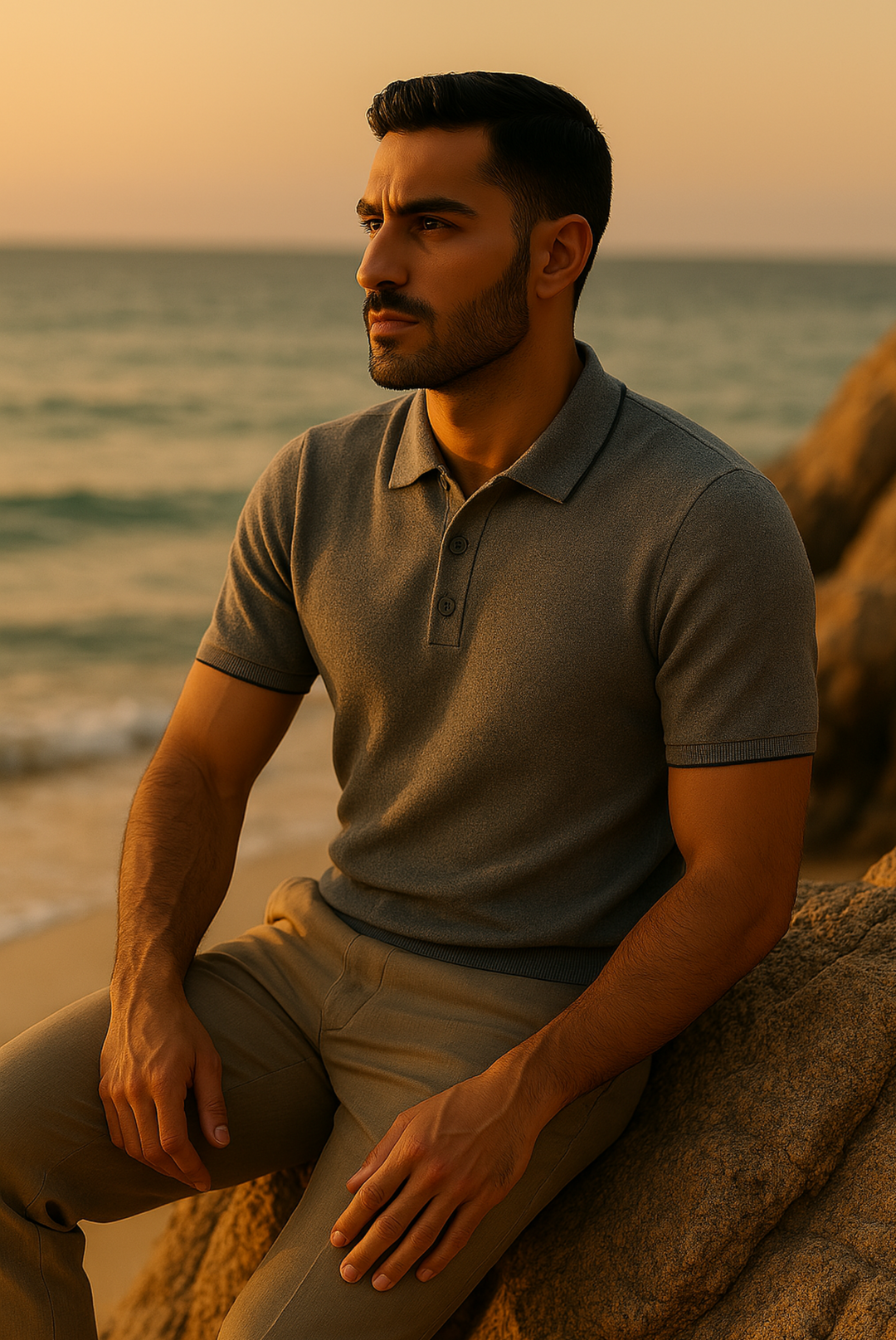 Stylish men's polo made of cashmere-merino wool – Renzo-S-State of Style