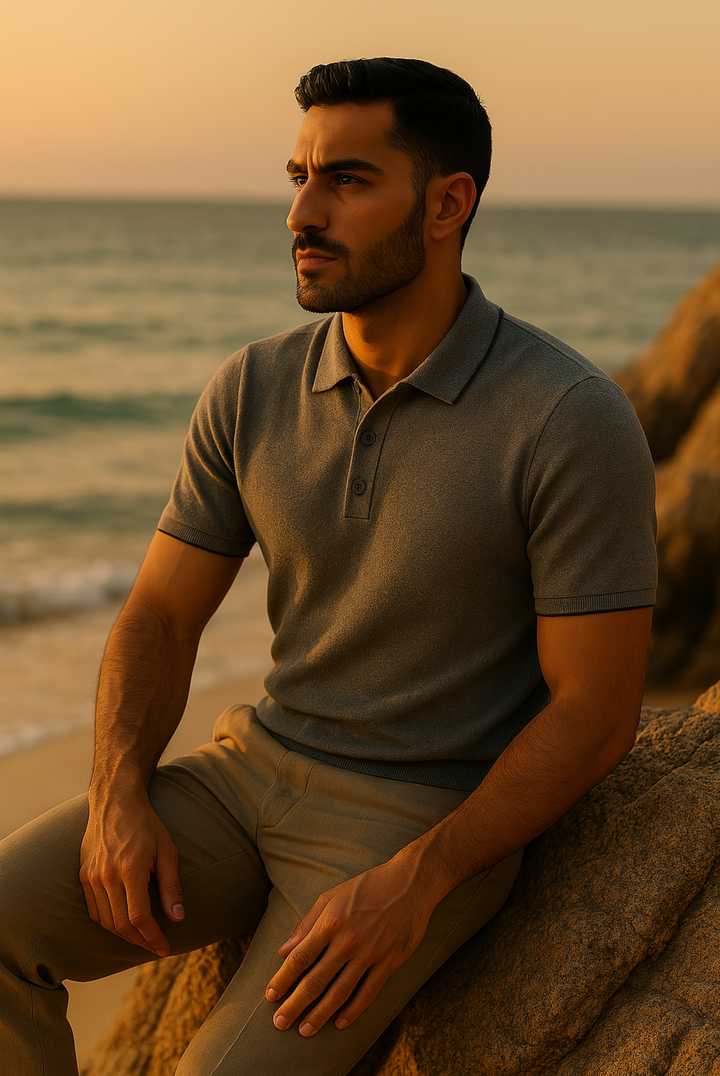 Stylish men's polo made of cashmere-merino wool – Renzo-S-State of Style