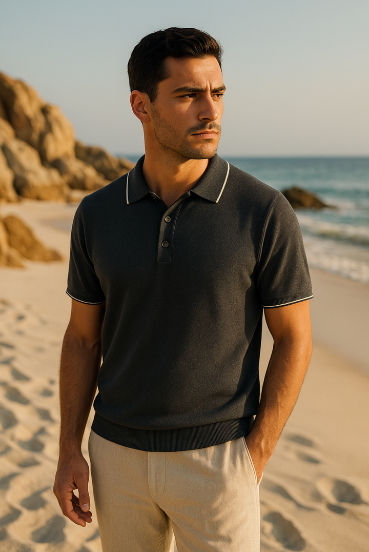 Stylish men's polo shirt made of cashmere-merino wool – Miro-S-State of Style