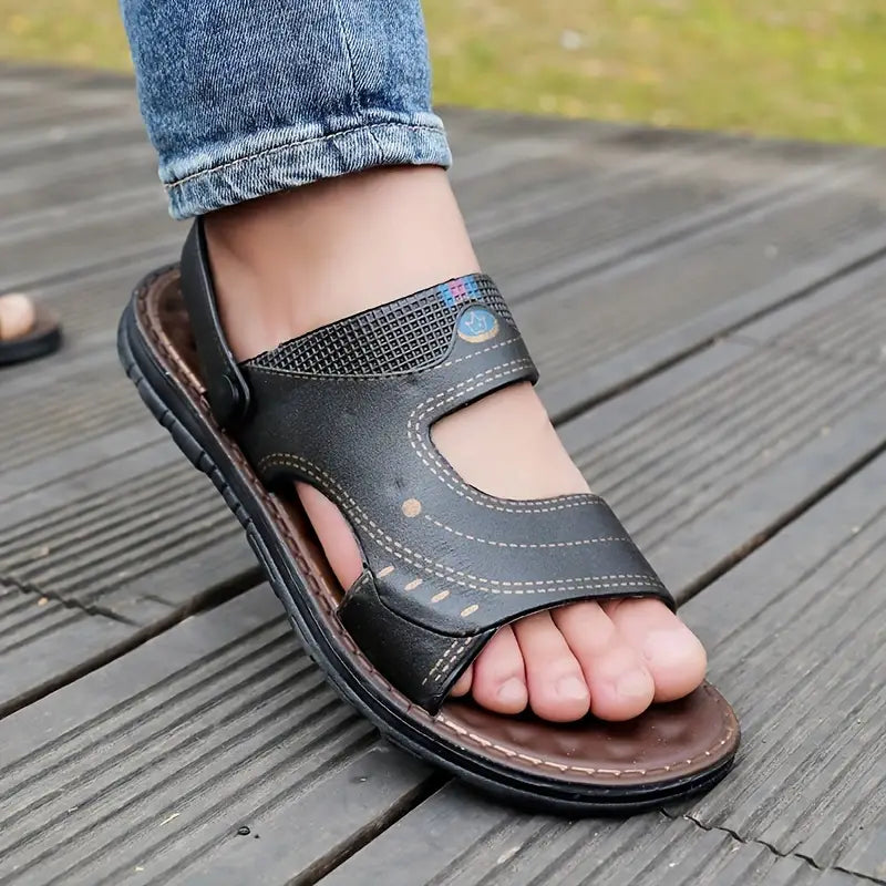 Stylish Men's Sandals with Strap – Strider-Black-6-State of Style